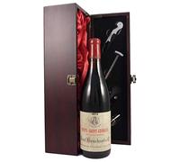 Nuits Saint Georges Paul Bouchard & Cie 1974 vintage wine in a silk lined wooden box with four wine accessories, 1 x 750ml