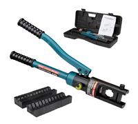 Nuiu YQK-300 Hydraulic Crimping Tool 12T, Wire Crimper for Battery Cable Terminals 16-300mm²(6 AWG to 8/0 AWG)with 11PCS Hex Dies,16mm Stroke, 180°Swivel Head - Professional Electrician Crimper(Blue)