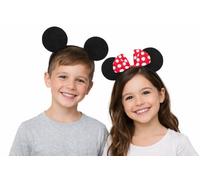 NuJake 2 Pack Kids Black Mouse Ears Brother & Sister Red Polka Dot Bow Headband