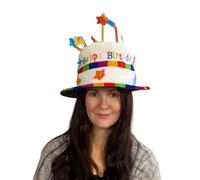 NuJake Adults Multicoloured Birthday Cake Party Hat Rainbow Design