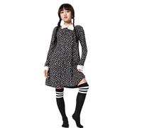 NuJake Children's Black Gothic Swing Dress Girls Halloween Wednesday Cosplay Dress Up (UK, Age, 5 Years, 6 Years, Regular, Floral)