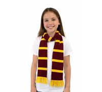 NuJake Kids Maroon & Yellow Striped Wizard Scarf - Knitted Warm Winter Costume Accessory - Fringed Tassel Scarf for Fancy Dress, Sports Teams & School Events