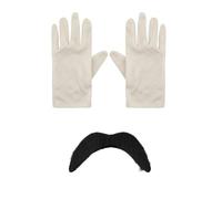 NuJake Kids Super Hero Italian Fancy Dress Set White Gloves & Black Moustache