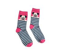 NuJake Ladies Cute Crew Length Animal Print Design Socks Girls Pair Of Socks Size 4-7 Doggy Kitty Leopard (UK, Numeric, 4, 7, Regular, Regular, White Dog With Blue Stripes)