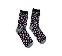 NuJake Ladies Cute Crew Length Animal Print Design Socks Girls Pair Of Socks Size 4-7 Doggy Kitty Leopard (UK, Numeric, 4, 7, Regular, Regular, Black With Grey & Pink Spots)