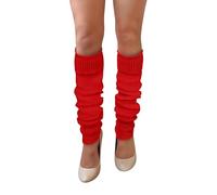 NuJake Leg Warmers In Assorted Colours 1980s 90s Luxurious Girls Cosplay Legwarmer (Red)
