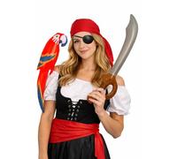 NuJake Pirate Themed Inflatable Parrot & Sword Fancy Dress Captain Costume Cosplay Set