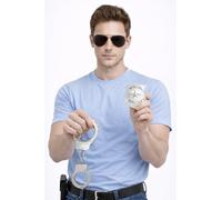 NuJake Police Detective Outfit Fancy Dress Costume Set | Policeman Badge, Aviator Glasses, Metal Handcuffs, Adults Unisex USA FBI Cop
