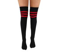 NuJake Referee Style Over The Knee Cotton Rich Socks (Black With Red)