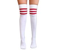 NuJake Referee Style Over The Knee Cotton Rich Socks (White With Red)
