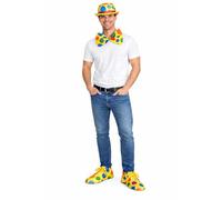 NuJake Yellow Clown Accessory Set (3pcs) - Bowler Hat, Polka Dot Bow Tie & Oversized Clown Shoes - Circus Fancy Dress Costume Accessories for Halloween & Theme Parties