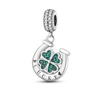 NUJIFFY Feather Charms for Bracelets 925 Sterling Silver Lucky Charm Beads Pendant Angel Feathers Heart Dangle Love Wing Charm Jewelry Gift for Women (Four Leaf Bead Charms)