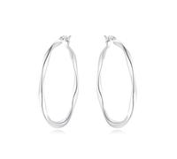 NUJIFFY Silver Earrings for Women Trendy, 925 Sterling Silver Bling Large Hoop Earring, Cute Fashion Birthday Gifts Dangle Drop Jewelry for Men Sister Lovers