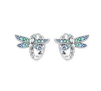 NUJIFFY Silver Earrings for Women Trendy, 925 Sterling Silver Bling Wave Hoop Earring, Cute Fashion Birthday Gifts Dangle Drop Jewelry for Men Sister Lovers (Gradient Dragonfly Earrings)