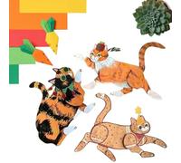 Nujuehy Cat Paper Doll Kit - Posable Jointed Cat With 14 Movable Joints, Creative DIY Ca-t Paper Craft Toy Animal Figure Toys Gift For Christmas And Halloween Handcraft Activities