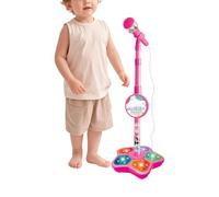 Nujuehy Kids Microphone With Stand- All In on-e Microphone Toy For Birthday Parties Singing, kar-aoke Machine Toy With Speaker & Flashing Stage Lights, Music Play For Kids