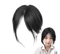 Nujuehy Topper Middle Part Bangs,Middle Side Part Fake Hair Bangs Realistic | Smooth Breathable Women Wig Supplies for Travel Business Trip Daily Commuting Holiday Dating