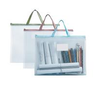 Nujvnuj 3 Pack A3 Art Portfolio Bag Waterproof EVA Mesh Artist Case with Card Holder Transparent Painting Folder for Drawings & Documents (Colorful, Portable & Durable)