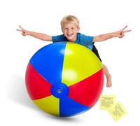 Nujzuir Diameter 28'' Giant Inflatable Beach Ball for Summer Pool Party Birthdays Beach Themed Decorations Rainbow Beach Pool Park Fun Party Gifts Favors