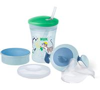 NUK Trinklernset mit drei Trinkaufsatzen grun/blau NEW