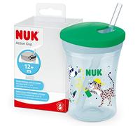 NUK Action Cup Toddler Cup | 12+ Months | Twist Close Soft Drinking Straw | Leak-Proof | BPA-Free | 230ml | Green Leopard