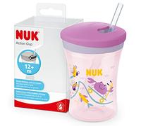 NUK Action Cup Toddler Cup | 12+ Months | Twist Close Soft Drinking Straw | Leak-Proof | BPA-Free | 230ml | Purple Crab