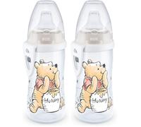 NUK Active Cup Toddler Cup | 12+ Months | Leak-Proof Soft Drinking Spout | Clip & Protective Cap | BPA-Free | 300 ml | Disney Winnie the Pooh | Beige (Pack of 2)