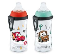 NUK Active Sippy Cup, 10 oz, 2 Pack, Disney's Cars, Lightning McQueen, BPA-Free, Spill-Proof, Transition Cup