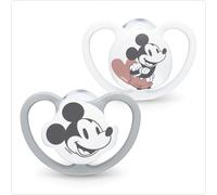 NUK Space Baby Dummy | 18-36 Months | Soothers with Extra Ventilation | BPA-Free Silicone | Mickey Mouse | 2 Count