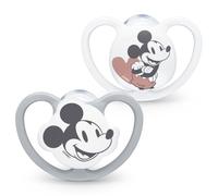 NUK Space Baby Dummy | 6-18 Months | Soothers with Extra Ventilation | BPA-Free Silicone | Mickey Mouse | 2 Count