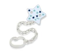 NUK Dummy Chain with Clip, for Dummy with Ring, Stable and shatterproof, Blue Stars