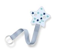 NUK Dummy Strap with Clip, for All Dummies, Stable and shatterproof, Blue Stars