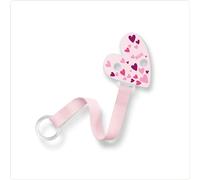 NUK Dummy strap with clip, for all dummies, stable and shatterproof, pink hearts