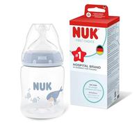 NUK First Choice Baby Bottle | 0+ Months | 150ml | Anti Colic Feeding Bottle | PP | Temperature Control Indicator | Whale | 1 Count