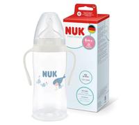 NUK First Choice Baby Bottle | 6+ Months | 300ml | Anti Colic Feeding Bottle | PP | Easy-Grip Handles | Whale | 1 Count