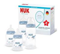 NUK First Choice Baby Bottles | 0-3+ Months | 150ml & 300ml | Anti Colic Feeding Bottle | PP | Temperature Control Indicator | Whale | 4 Count