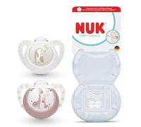 NUK First Choice Baby Dummies | 0-6 Months | Orthodontic Soothers | Soothes 99% of Babies** | Penguin & Giraffe | 2 Count