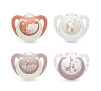 NUK First Choice Baby Dummies | 0-6 Months | Orthodontic Soothers | Soothes 99% of Babies** | Red | 4 Count