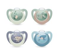 NUK First Choice Baby Dummies | 6-18 Months | Orthodontic Soothers | Soothes 99% of Babies** | Blue | 4 Count