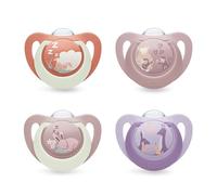 NUK First Choice Baby Dummies | 6-18 Months | Orthodontic Soothers | Soothes 99% of Babies** | Red | 4 Count
