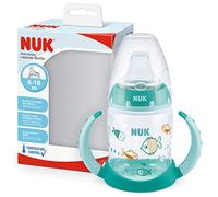 NUK First Choice+ Drinking Bottle | 6-18 Months | 150ml | Temperature Control Display | Leak-Proof Spout | Ergonomic Handles | BPA Free | Fish, Green