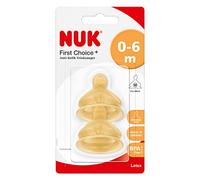 NUK First Choice+ Baby Bottle Teat, 0-6 Months, Latex with Medium Feed Hole, Anti-Colic, 2 Count