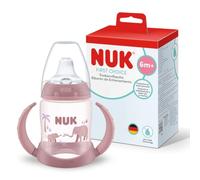 NUK First Choice Learner Bottle Sippy Cup | 6+ Months | 260ml | Leak Proof Toddler Bottle | Anti-Slip Handles | Pink Elephant | 1 Count