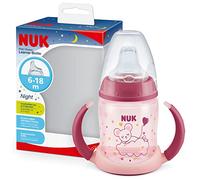 NUK First Choice+ Learner Cup Night Sippy Cup | 6-18 Months | Leak-Proof Silicone Spout | Glow in the Dark | Anti-Colic Vent | BPA-Free | 150ml | Pink