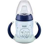 NUK First Choice+ Learner Cup Night Sippy Cup | 6-18 Months | Leak-Proof Silicone Spout | Glow in the Dark | Anti-Colic Vent | BPA-Free | 150ml | Blue