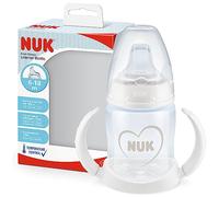 NUK First Choice Learner Cup Sippy Cup - 6-18 Months - Leak-Proof Silicone Spout - Anti-Colic Vent - BPA-Free - 150ml - White & Grey
