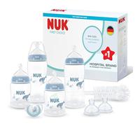 NUK First Choice Perfect Start Baby Bottles Set | 0-6 Months | 4 x Anti Colic Feeding Bottles (150ml, 300ml), 2 x Teats, 1 x First Choice Dummy, 1 x Bottle Brush | Whale | 8 Count