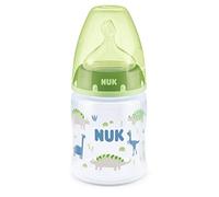NUK First Choice Plus Baby Bottle, Orthodontic Teat, 150 ml, 0-6 Months, Dino, Green