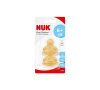 2 X NUK First Choice+ Baby Bottle Teat 0-6 Months Silicone with Medium Feed Hole