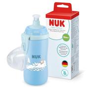 NUK First Choice Push-Pull Toddler Water Bottle | 18+ Months | 300ml | Bite-Resistant Spout | Leak Proof Water Bottle | Blue Bear | 1 Count